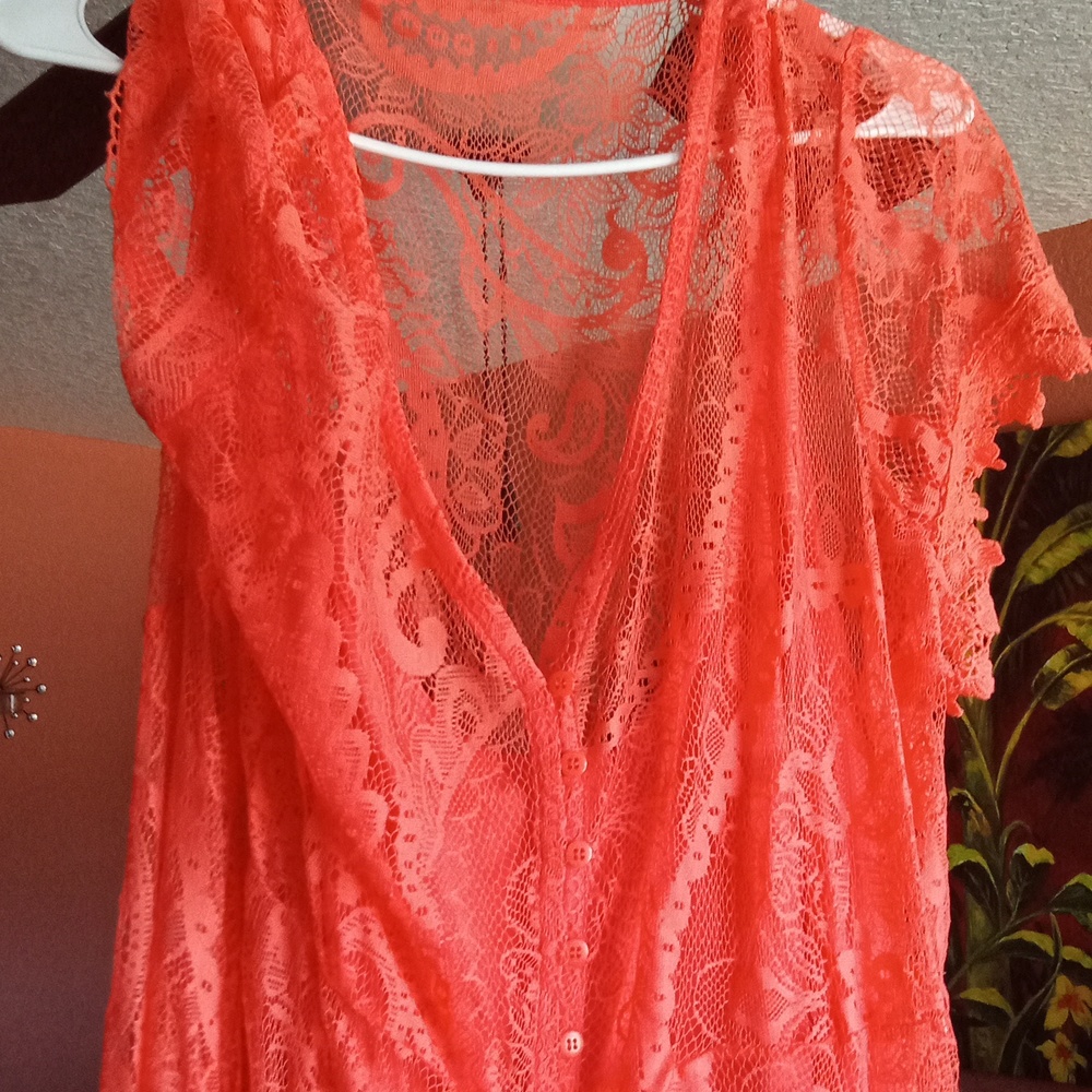 Elegant Coral Lace Dress